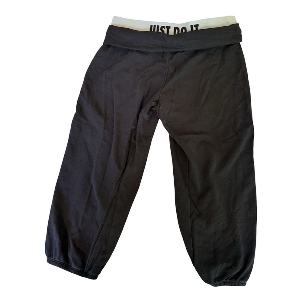 VTG Nike Just Do It Fold Over Waistband Capri Sweatpants Black Women’s XS Y2K